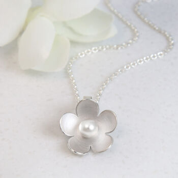 Silver And Crystal Pearl Flower Necklace, 2 of 3