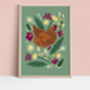 Chicken And Dandelions Print, thumbnail 3 of 4