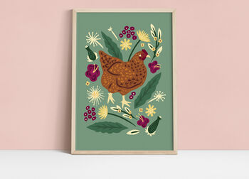 Chicken And Dandelions Print, 3 of 4