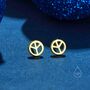 Tiny Peace Symbol Stud Earrings In Sterling Silver, thumbnail 5 of 11