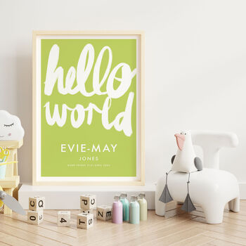 Personalised Name Print With Handwritten Hello World, 7 of 10