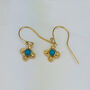 Clover Shaped Drop Earrings With Turquoise Cabochons, thumbnail 2 of 5