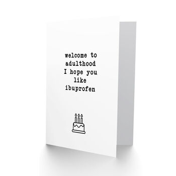 Joke Welcome To Adulthood Funny Birthday Card, 2 of 4