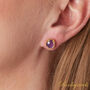 Purple Amethyst Textured Gold And Silver Stud Earrings, thumbnail 2 of 11