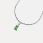 Silver Green Diamond Gem Pendant Necklace For Men, thumbnail 6 of 12
