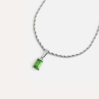 Silver Green Diamond Gem Pendant Necklace For Men, 6 of 12