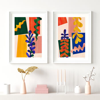 Colourful Abstract Leaf Prints Set Of Three, 7 of 11