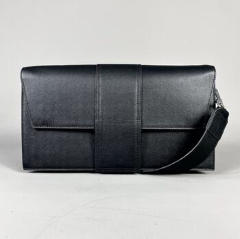 Black Leather Crossbody Envelope Handbag, 6 of 8
