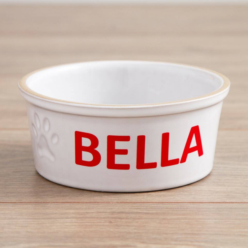 Personalised Small Ceramic White Dog Bowl By My Furst Years