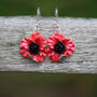Poppy Red Flower Drop Earrings, thumbnail 1 of 7