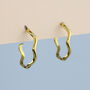 Sterling Silver Wavy Open Hoop Stud Earrings, thumbnail 3 of 6