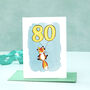 Fox Illustrated 80th Birthday Card, thumbnail 1 of 7