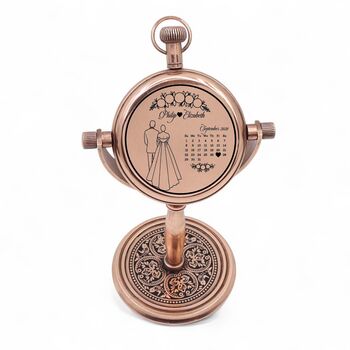Engraved Copper Desk Clock – 20th Wedding Anniversary And Father's Day Personalised Gift For Him, 8 of 12