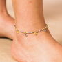 Mini Charms Blue And Yellow Beaded Anklet In Gold Plating, thumbnail 1 of 5