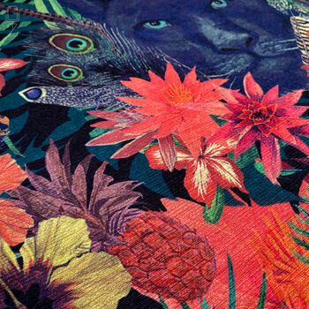 Cushion Cover The Black Panther Behind Of The Flowers, 5 of 7
