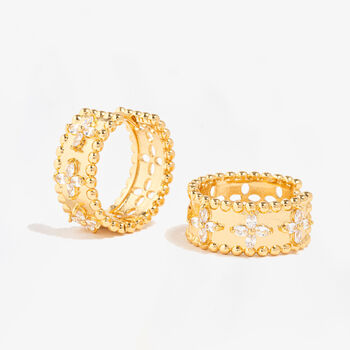 Kinmokusei 18 K Gold Plated Bead Floral Earrings, 4 of 5