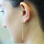 Gold Plated Silver Long Chain Drop Hoop Threader Earrings, thumbnail 2 of 6