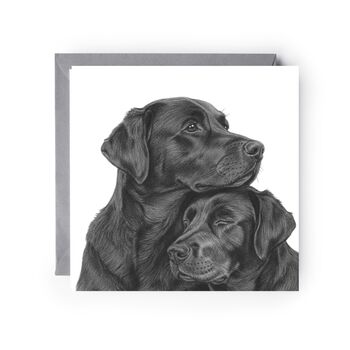 Hand Drawn Labrador Cuddles Dog Pet Greeting Card, 2 of 6