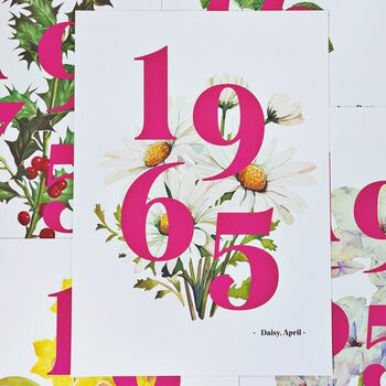 Personalised Birth Flower Date Print, 5 of 7