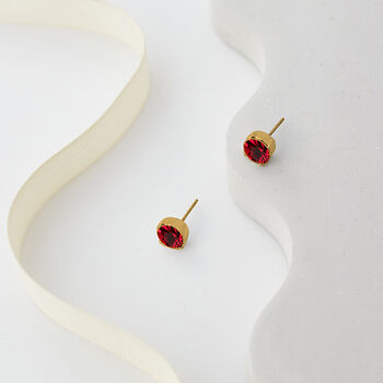 Ruby Red Swarovski Crystal Stud Earrings, 3 of 6