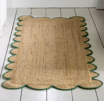 Scallop Jute Rug With Pink Stripe, 4 of 7