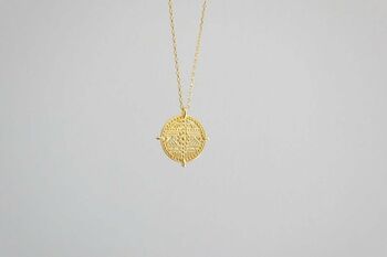 Chunky 18 K Gold Aztec Coin Medallion Necklace, 9 of 10