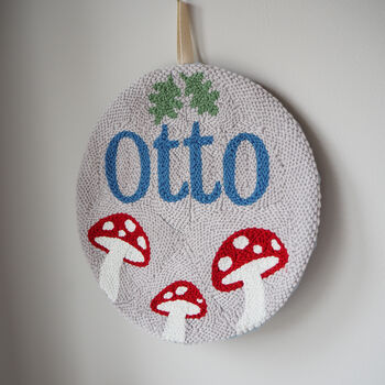 Name And Toadstool Punchneedle Wall Hanging, 3 of 5