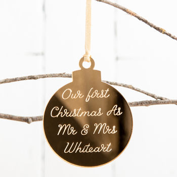 Personalised Golden Engraved Message Christmas Bauble, 2 of 3