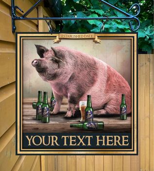 Pig And Bottle Personalised Pub Sign/Bar Sign/Man Cave, 6 of 8