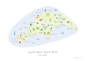 South West Coast Path Art Print Map Walking Route, 3 of 3