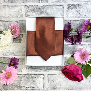 Russet Shantung Wedding Tie Set, 5 of 6