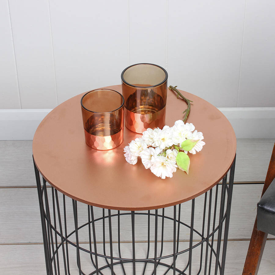 Set Of Two Storage Industrial Copper Side Tables By Dibor