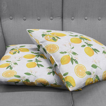 Lemons And Floral Cushion Cover With Yellow And Green, 4 of 7