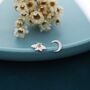 Sterling Silver Moth And Moon Stud Earrings, thumbnail 1 of 9