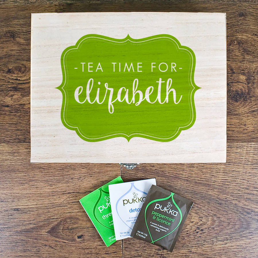 Personalised Wooden Tea Box Filled With Tea, 1 of 5