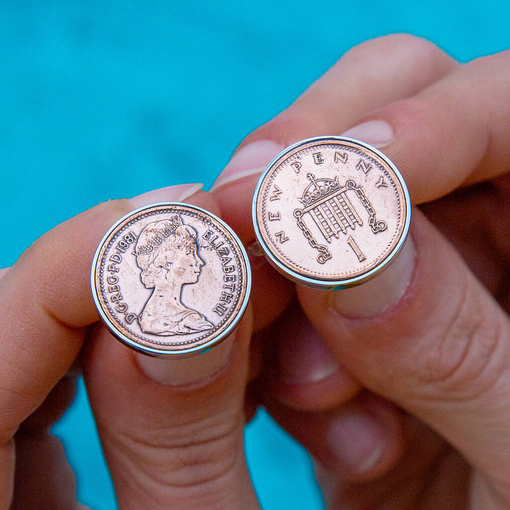 Image of 40th Birthday 1980 Penny Coin Cufflinks