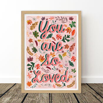 You Are So Loved Pink Woodland Nursery Print, 6 of 8