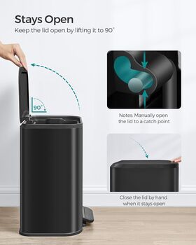 20 L Steel Waste Bin With Soft Close Lid And Pedal, 7 of 9