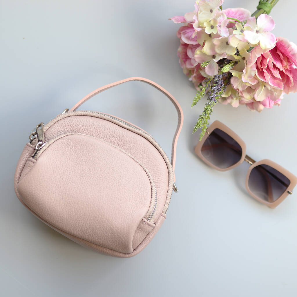 Small Leather Handbag, Blush Pink By The Leather Store