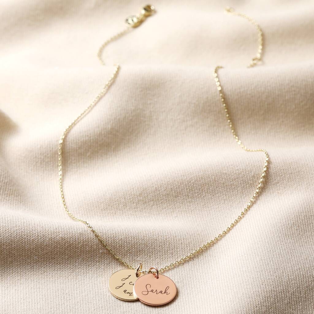 Personalised Mixed Metal Disc Charm Necklace By Lisa Angel