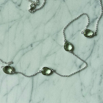 Gem Necklace Silver And Green Amethyst, 2 of 3