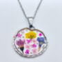 Pressed Flowers Round Necklace Pendant Small Hand Made, thumbnail 10 of 10