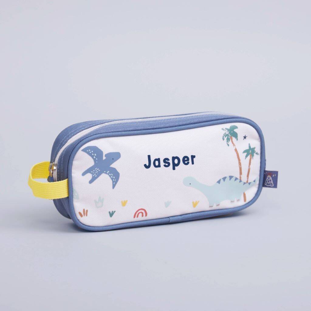 Personalised Colourful Dinosaur Print Pencil Case, 1 of 4