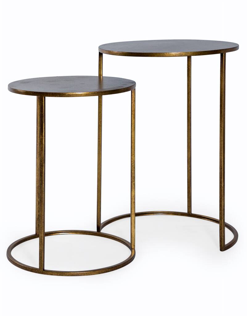 Nest Of Two Antique Gold/Bronze Metal Side Tables By Life Of Luxury