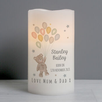 Personalised Baby Teddy Night Light LED Candle, 2 of 3