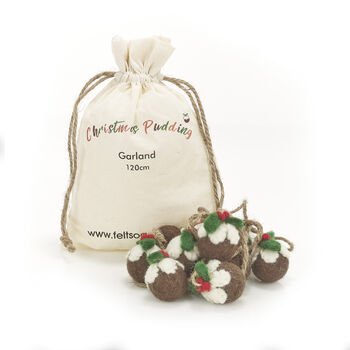Christmas Pudding Garland Fair Trade Handmade Felt, 3 of 4