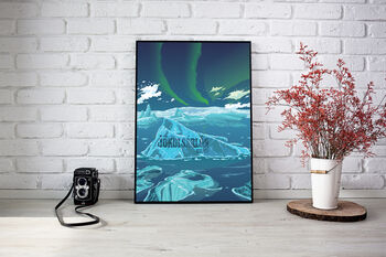 Jokulsarlon Iceberg Lagoon Iceland Travel Poster Print, 3 of 6