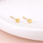 Gold Plated Sterling Silver Disc Micro Stud Earrings – 3mm, thumbnail 2 of 7