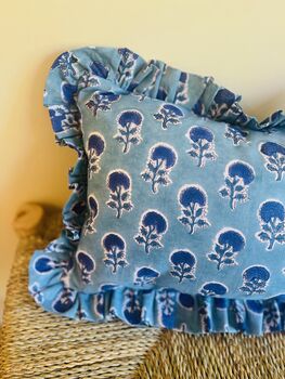 Handmade Indian Blockprint Cushion, Boho Cushion, Housewarming Gift, 2 of 3
