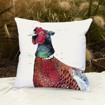 Inky Pheasant Outdoor Cushion For Garden Furniture, 7 of 9